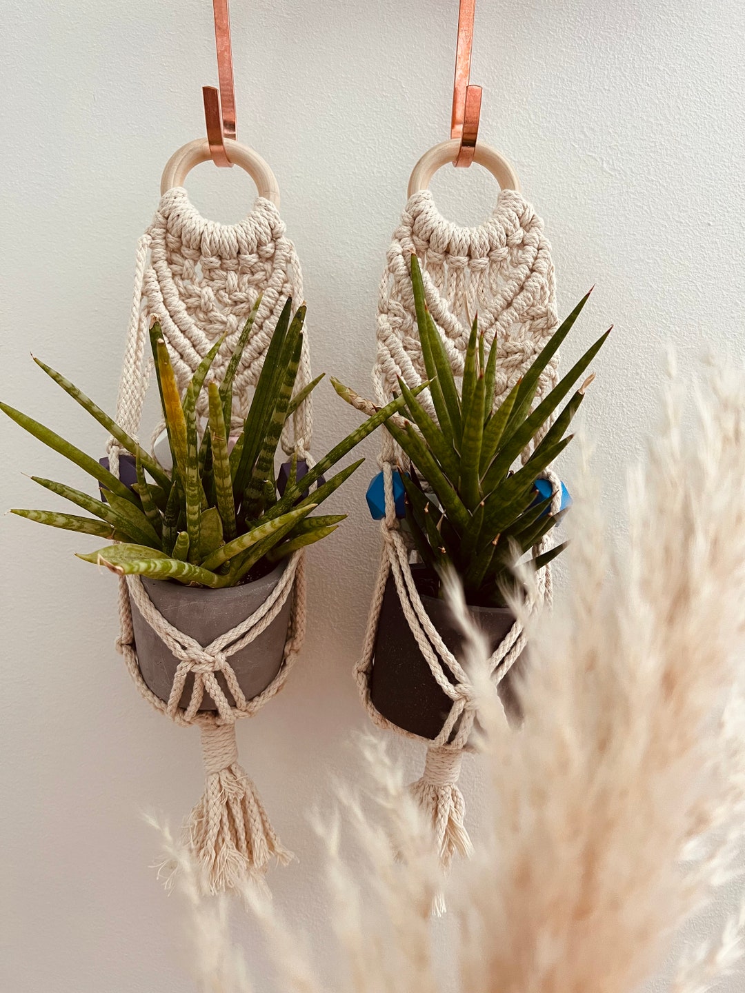 Macrame Hanging Basket / Set of Mini Hanging Baskets / Hanging Plants ...