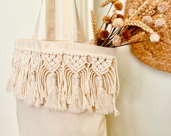 Bolso de yute macramé Bolso macramé con detalles boho Bolso de verano  de tela |Bolso de tela Bolso de verano /Bolso de macramé hecho a mano