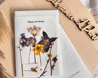 Birthday card / Handmade greeting cards / Gift tags / Pressed flowers / Dried flower cards / Handmade floral card