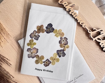 Birthday card / handmade greeting card / real flowers / pressed flowers / dried flowers