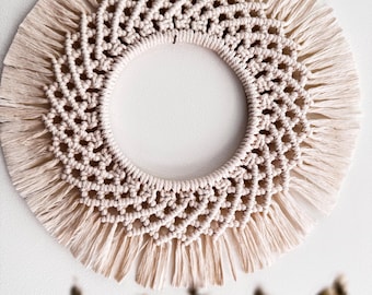 Mandala Makramé / Boho Väggbonad / Heminredning / Rund Makramé