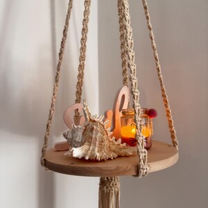 Grand pot suspendu en macramé | | Suspension pour plantes | Étagère suspendue en macramé | Pot de fleurs suspendu | Pot suspendu vert bohème