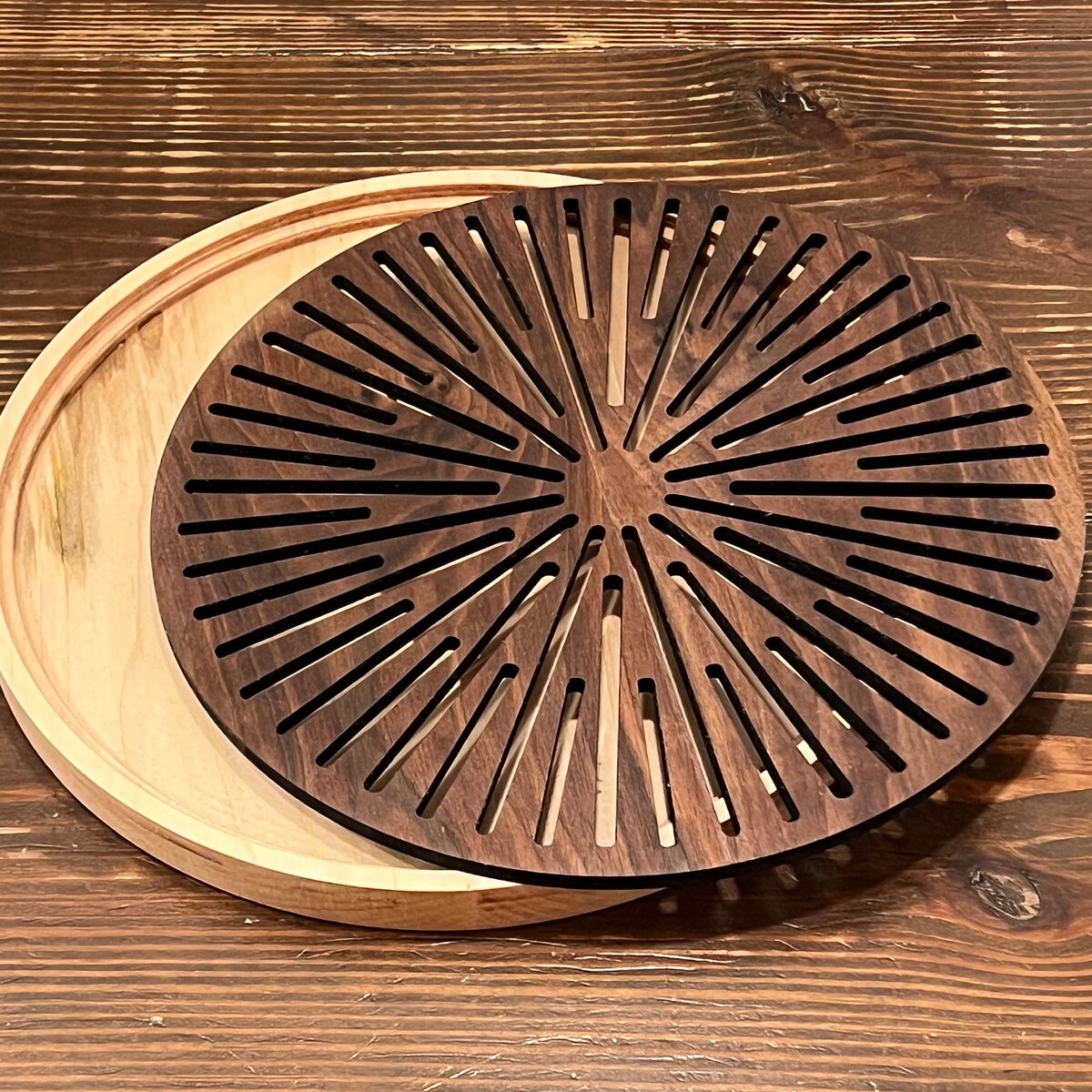 Wooden Maple and Walnut Bread and Crumb Cutting Board, Sourdough Loaf and Baked Bread Tray, 12” Round - Etsy