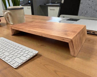 Solid Walnut monitor stand with storage underneath