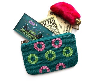 PHISH Donut Double-sided Beaded Coin Purse, Beaded Wallet, Coin Pouch, Custom Phish Gifts - Perfect for Cards, Cash, Festivals & More!