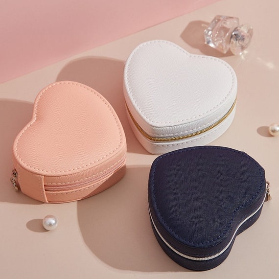 MIA Heart Shaped Jewellery Organizer Box Mini Portable Jewelry Case  Earrings Ring Bracelets Storage Case Accessories Bridesmaid Gifts 