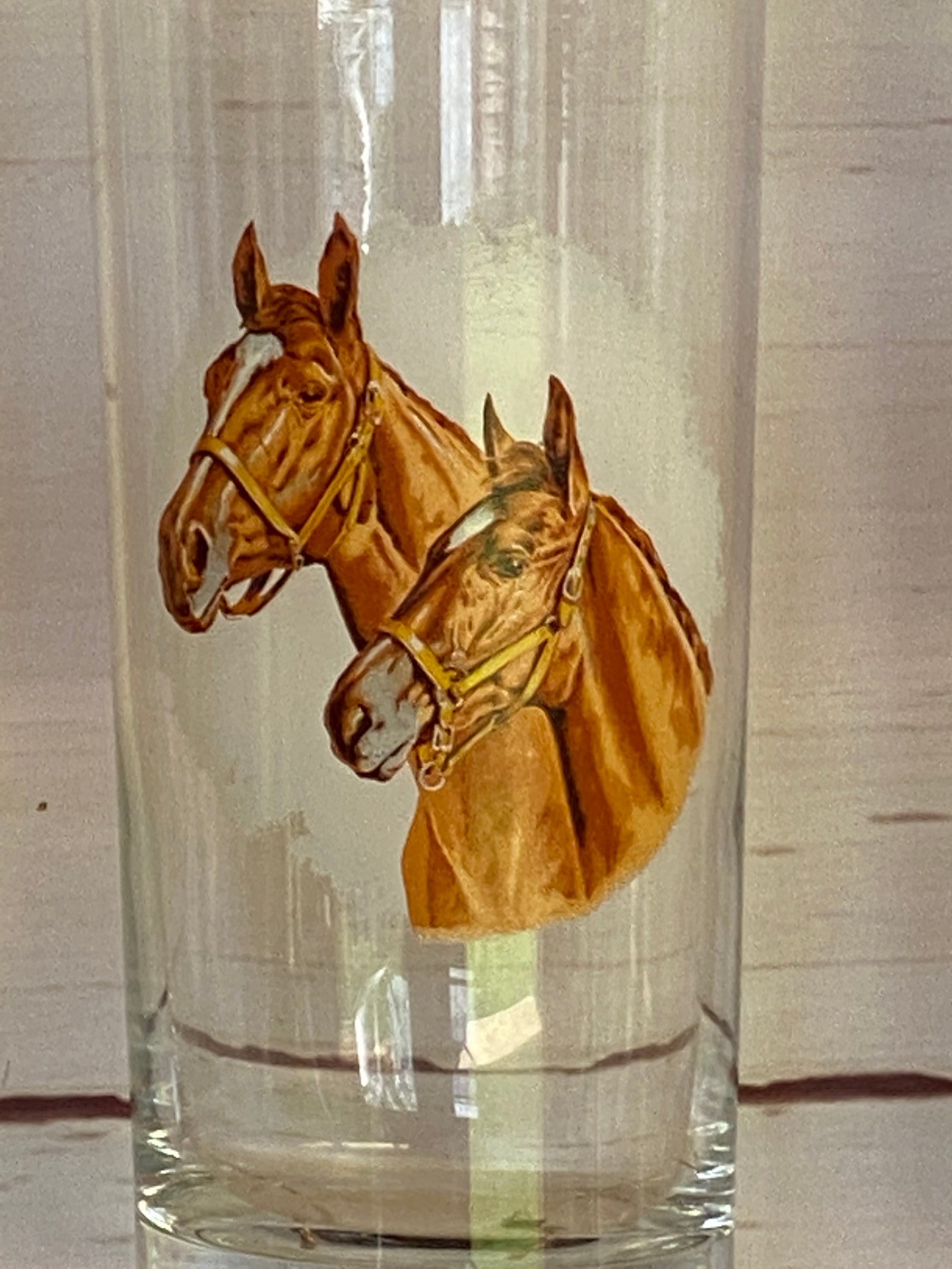 Gold Rimmed Horse Glasses Set of 8 Equestrian Collectible Etsy
