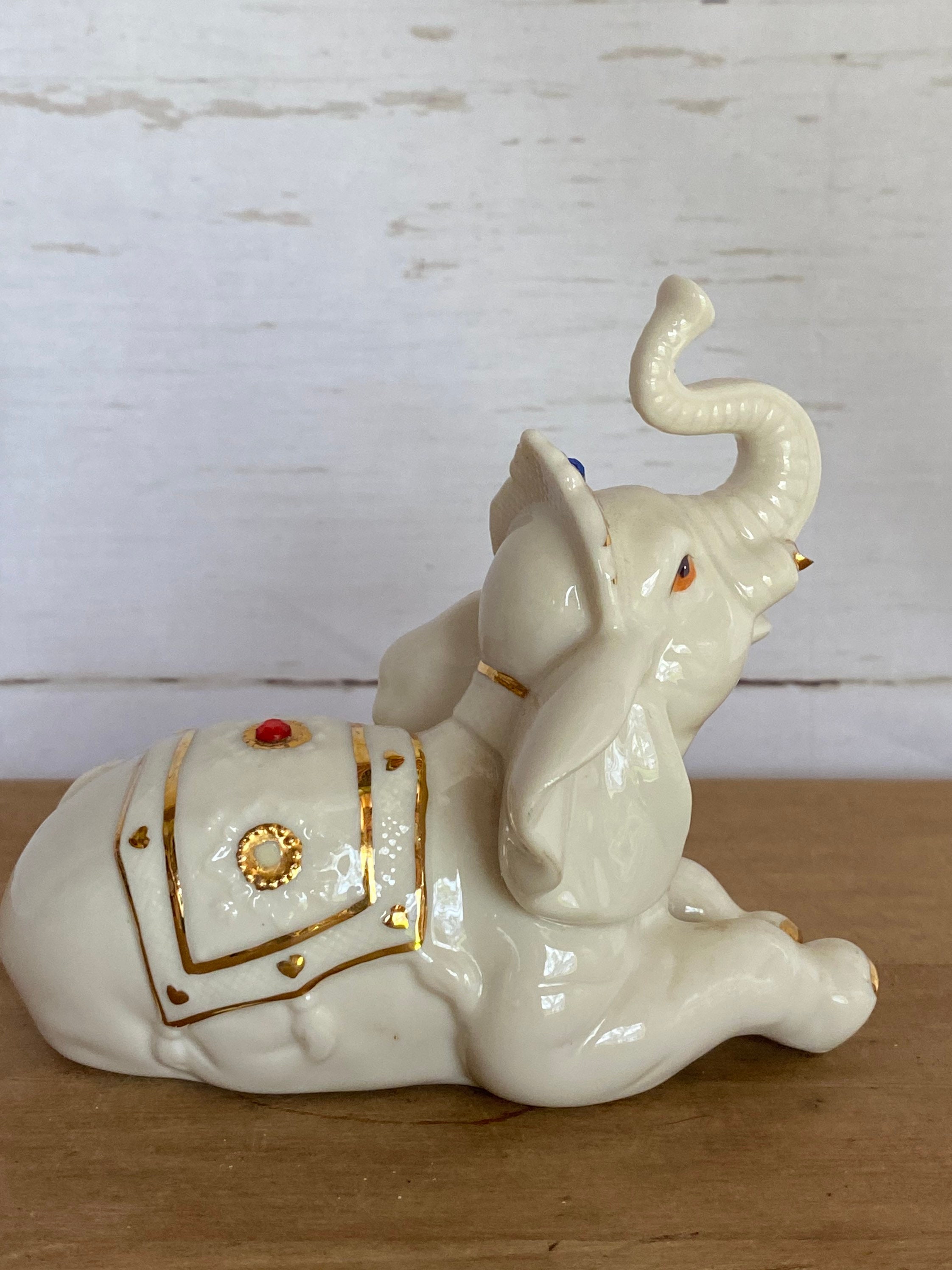 Porcelain White Elephant Figurine Jeweled Etsy
