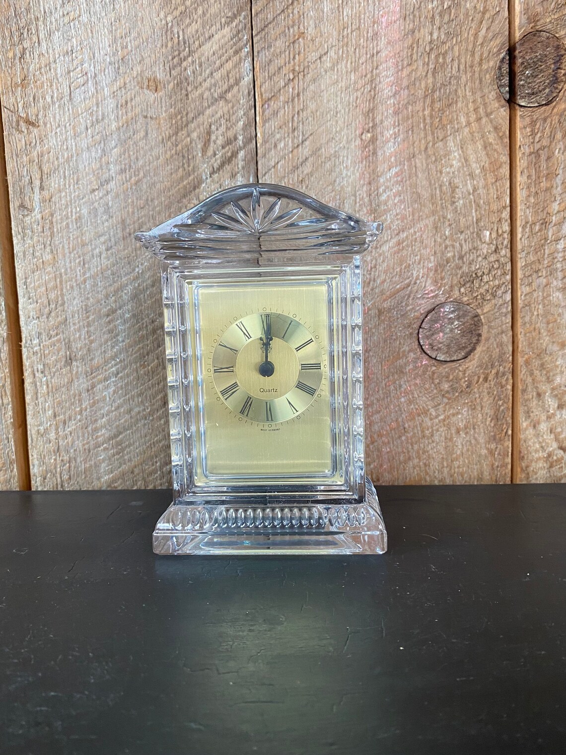 Vintage Lead Crystal Clock West Germany Quartz Tabletop Etsy
