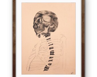 Creepy Skeleton Sketch Print | Gothic Halloween Art (Digital Download)
