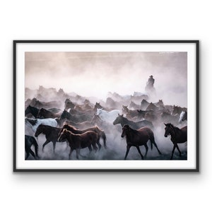 Wild Horses Print | Cowboy Art | INSTANT DOWNLOAD | B&W Printable Art | Modern Minimalist Farm Animal | Cowboy Ranch decor | Country Western