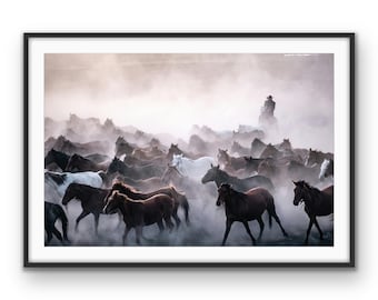 Wild Horses B&W Photo Print | Cowboy Ranch Art (Digital Download)