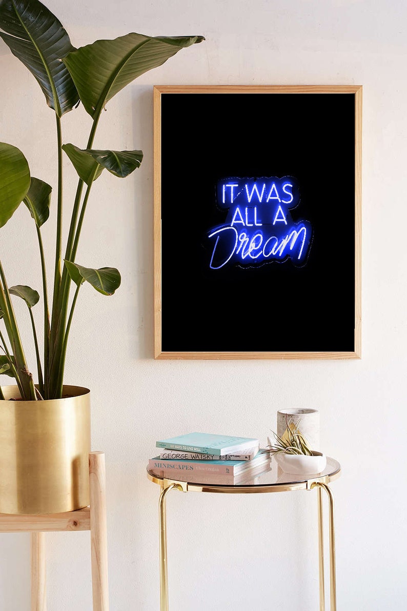 It Was All A Dream Print | Neon Sign Rap Lyric Art (digital Download ...