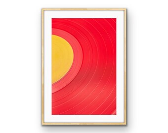 Red Vinyl Record Art Print – Retro Music Decor (Digital Download)