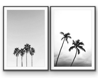 Palm Trees Print Set | Tropical Decor Art Set | Beach Gallery Set | Black and White Art Set | Palm Tree Prints | Printable Digital Download