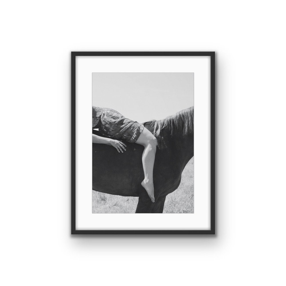 Vintage Girl on Horse Print | Boho Equestrian Wall Art (digital ...