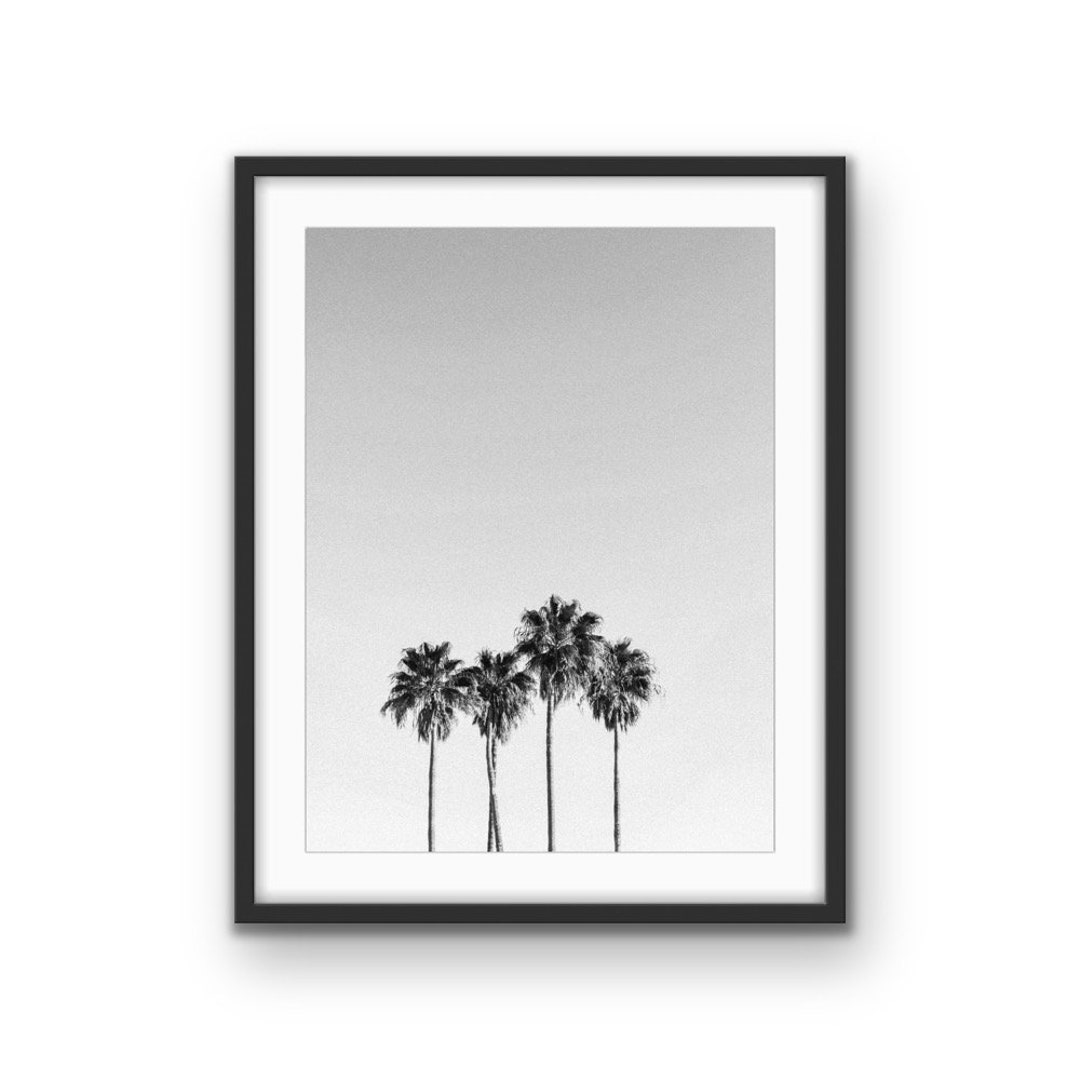Black and White Palm Trees Art Print | Tropical Wall Decor (digital ...