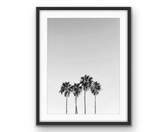 Black and White Palm Trees Art Print | Tropical Wall Decor (Digital Download)