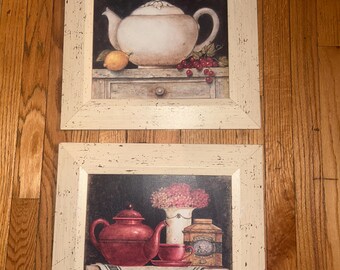 Vintage wall art, Teapot and vase setting