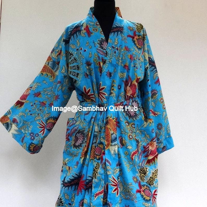 Long Multi Mukut Print Kimono Robe lockdown gifts Dressing | Etsy
