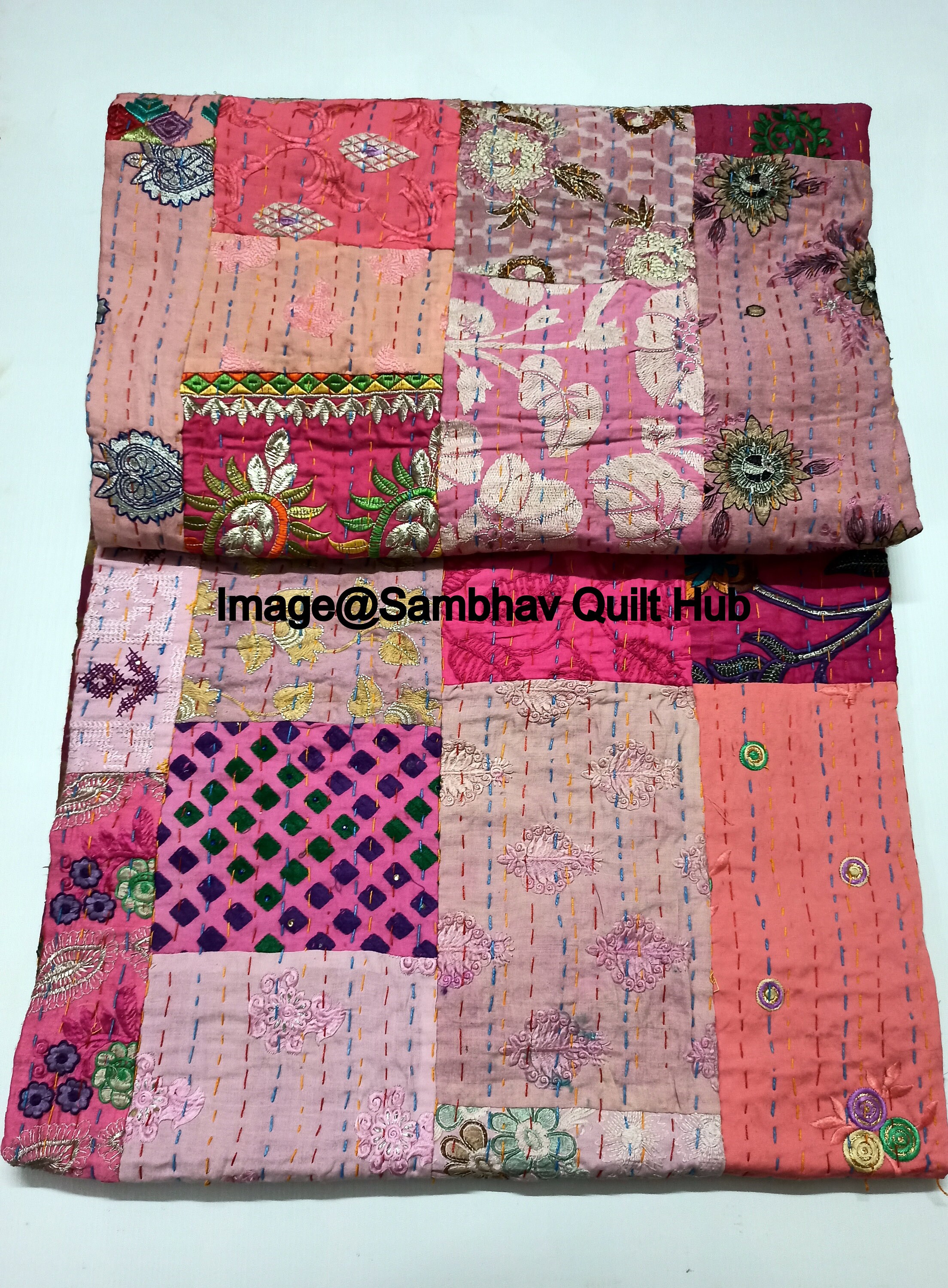 Indian Handmade Patchwork Cotton Khambadiya Bedspread Indian Etsy
