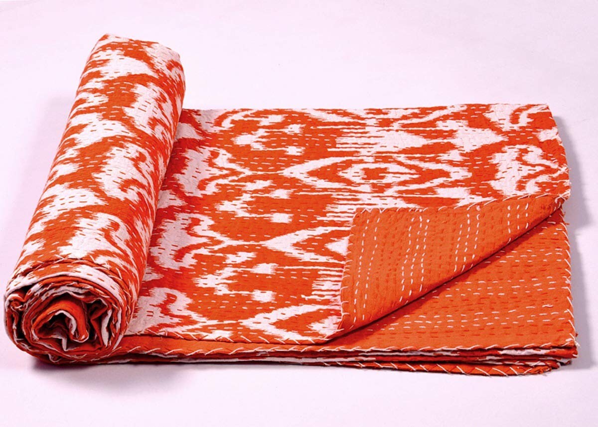 Indian Handmade Ikat Kantha Quilt Kantha Blanket Reversible Etsy