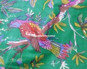Bird Floral Print Quilting Cotton Fabric for Sewing Dress and Making Wedding Party Tablecloth Table Runner Decorations Garments Crafts,