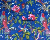 Bird Floral Print Quilting Cotton Fabric for Sewing Dress and Making Wedding Party Tablecloth Table Runner Decorations Garments Crafts,