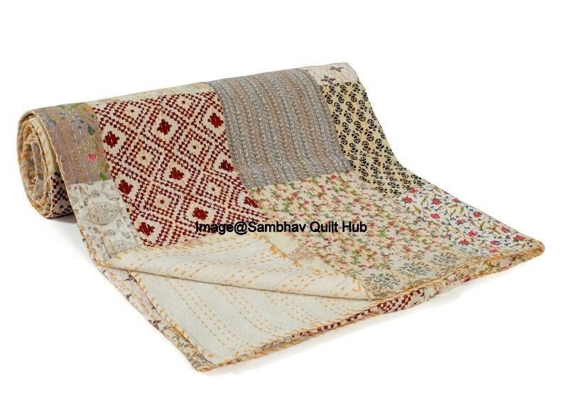 Patola Silk Patch Kantha Quilt Kantha Blanket Bedspread Patch Kantha | Seychelles