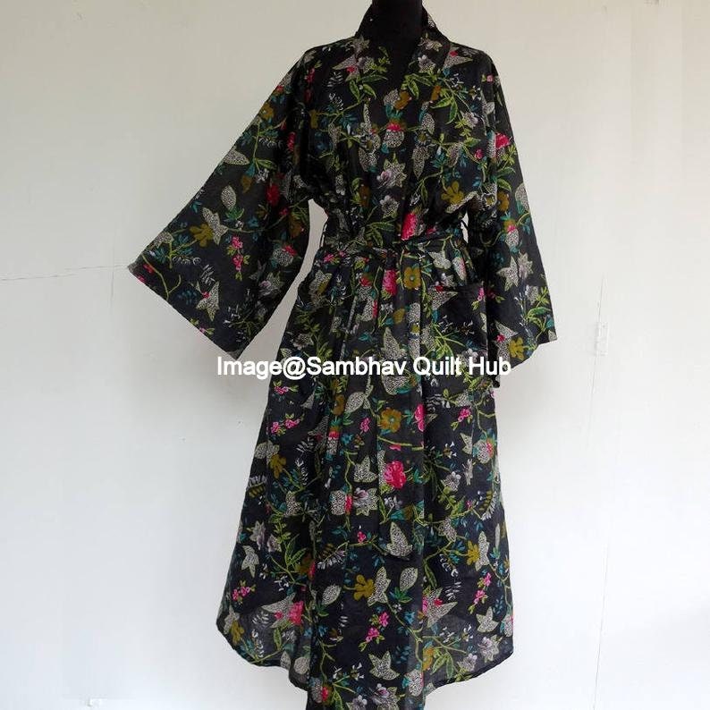 Long Floral Print Kimono Robe Lockdown Gifts Dressing Gown - Etsy