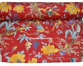 Bird Floral Print Quilting Cotton Fabric for Sewing Dress and Making Wedding Party Tablecloth Table Runner Decorations Garments Crafts,