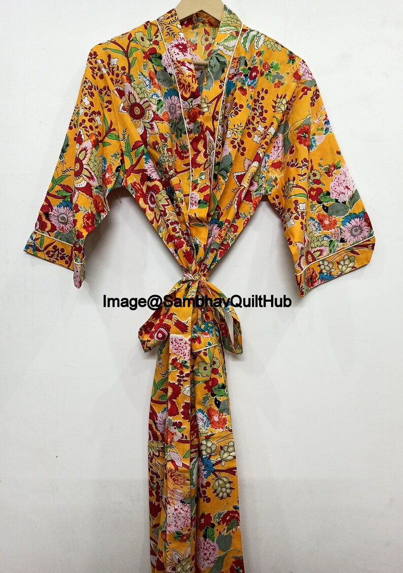 Long Floral Print Kimono Robe Dressing Gown Vintage Kimono - Etsy