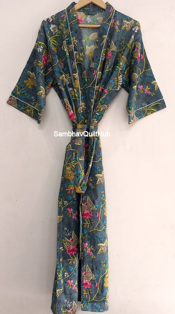 Bird Paradise Print Kimono Robe Mothers Day Dressing Gown | Etsy