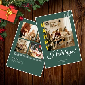 Modèle de carte photo de Noël personnalisé | Collage de photos de vacances bricolage | Conception de carte de Noël en famille | Modèle de toile 5 x 7 en téléchargement numérique
