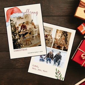Modèle de carte photo de Noël personnalisé | Collage de photos de vacances bricolage | Conception de carte de Noël en famille | Modèle de toile 5 x 7 en téléchargement numérique
