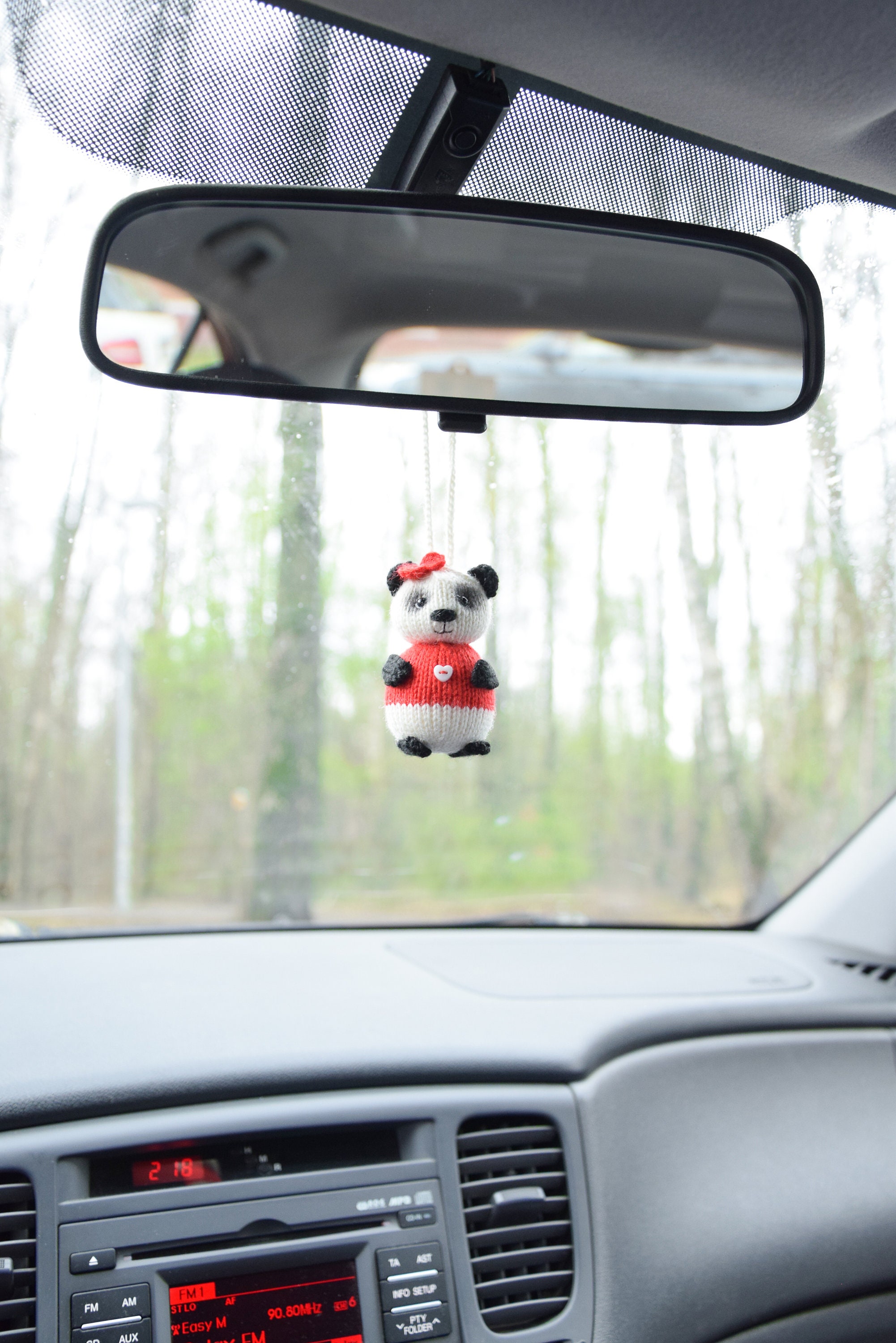 Panda car accessory panda rear view mirror hanging decor toy | Etsy