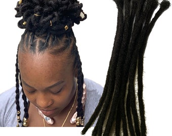 100% Human Hair Dreadlocks Extensions Handmade Medium 1/4" Width Pencil SOLD 20LOCS IN A BUNDLE #1B Natural Black