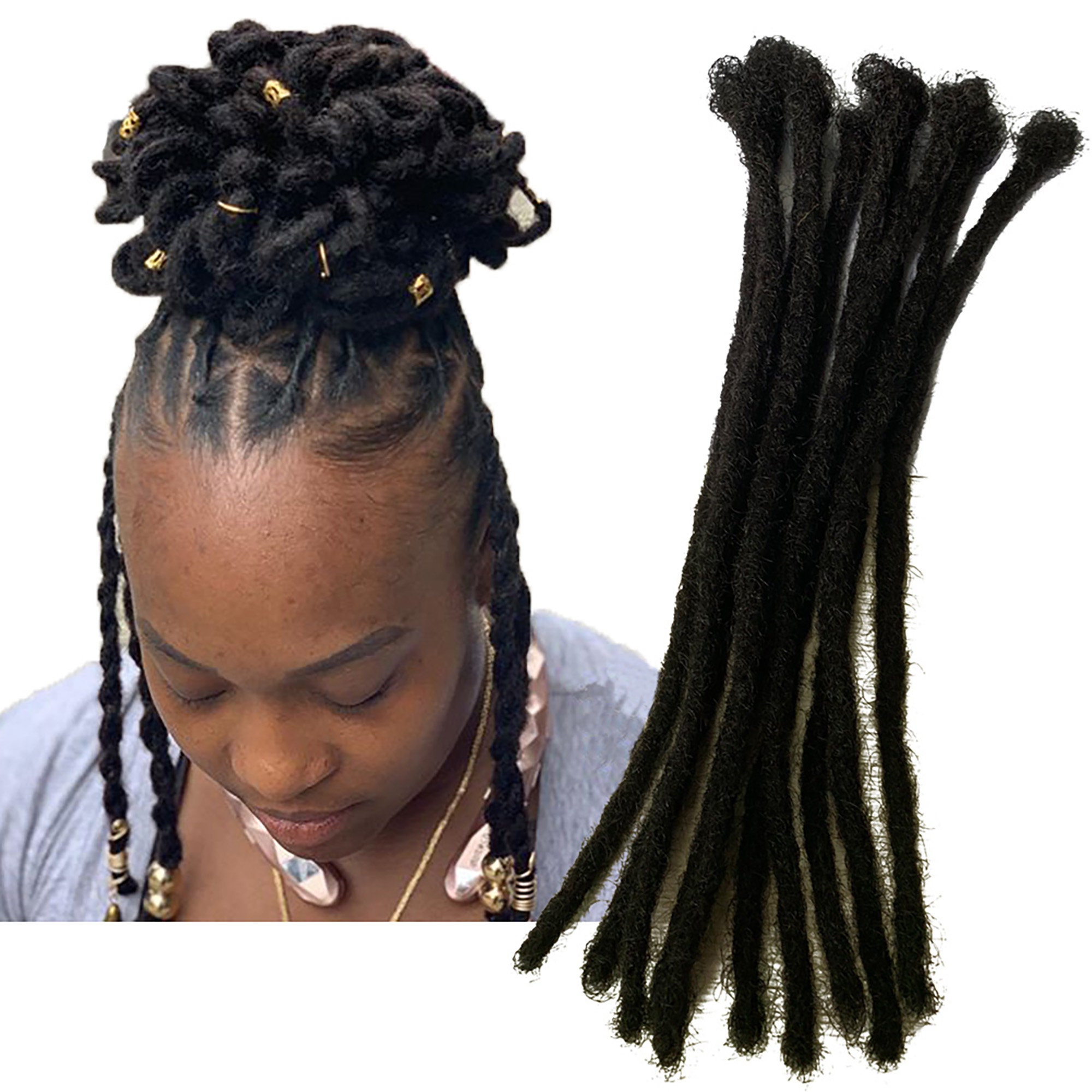 100% Human Hair Dreadlocks Extensions Handmade Medium - Etsy