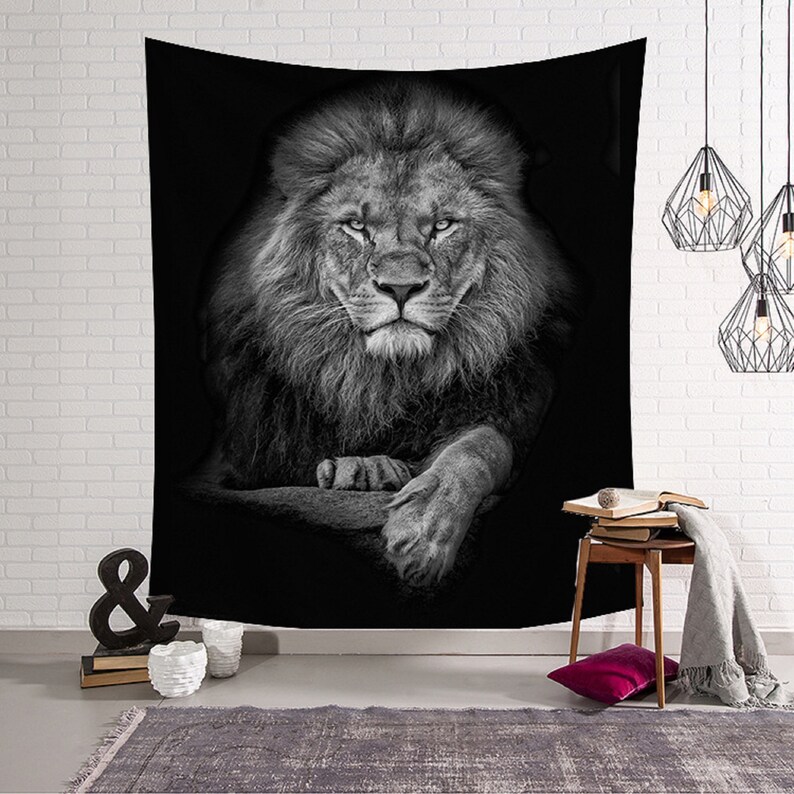 Lion Wall Hanging King Tapestry Leo Wall Tapestry Lion Etsy