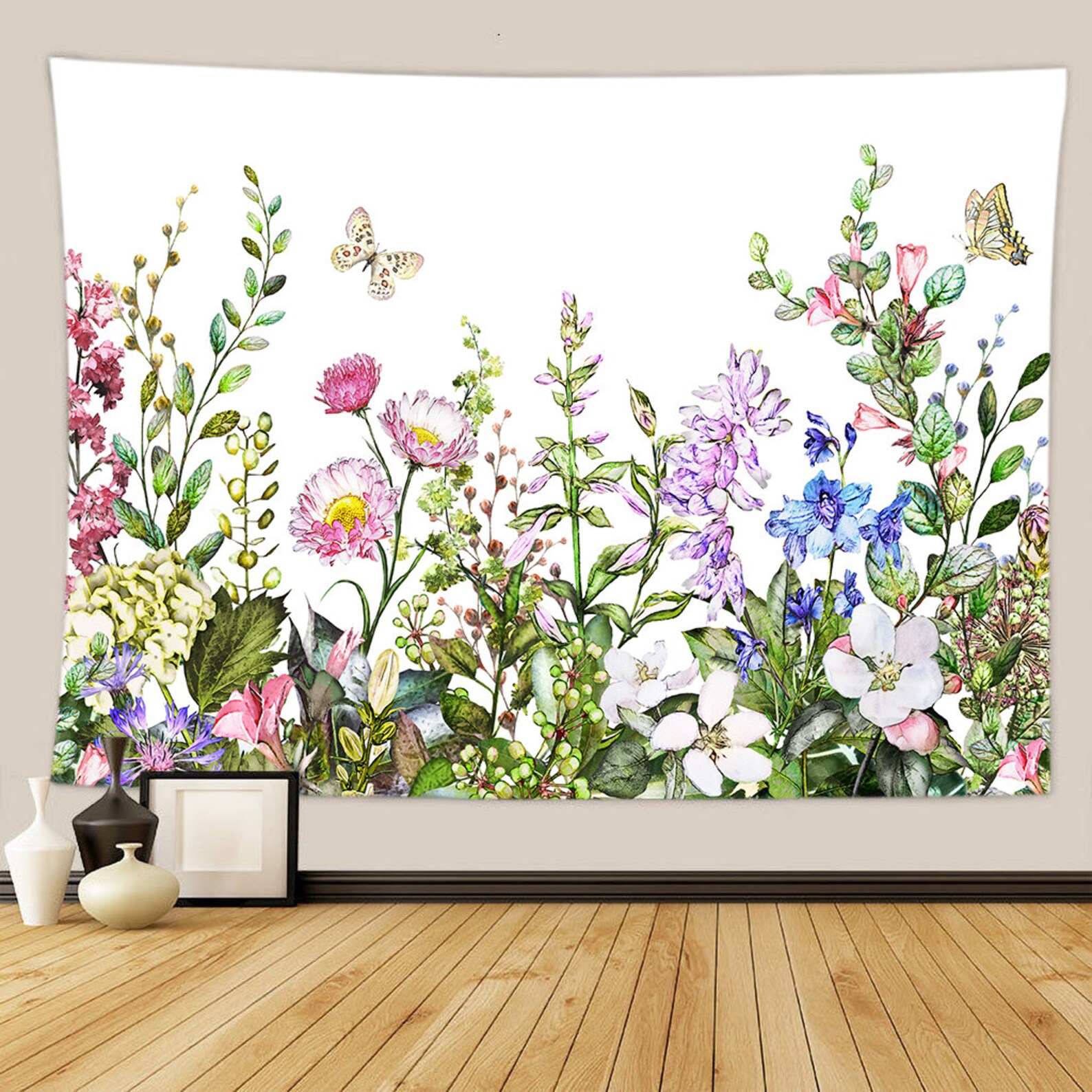 Colorful Floral Tapestry Floral Wall Tapestry Flower Wall Etsy