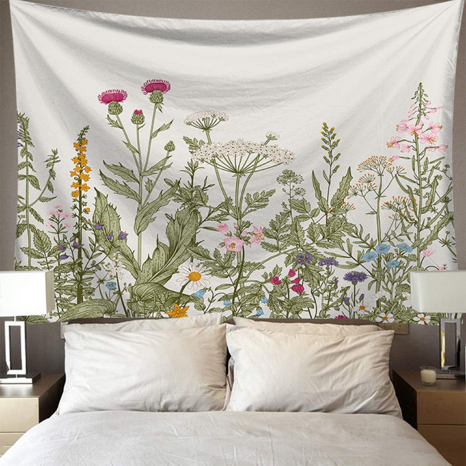 Floral Wall Tapestry Flower Wall Tapestry Floral Wall Decor Etsy