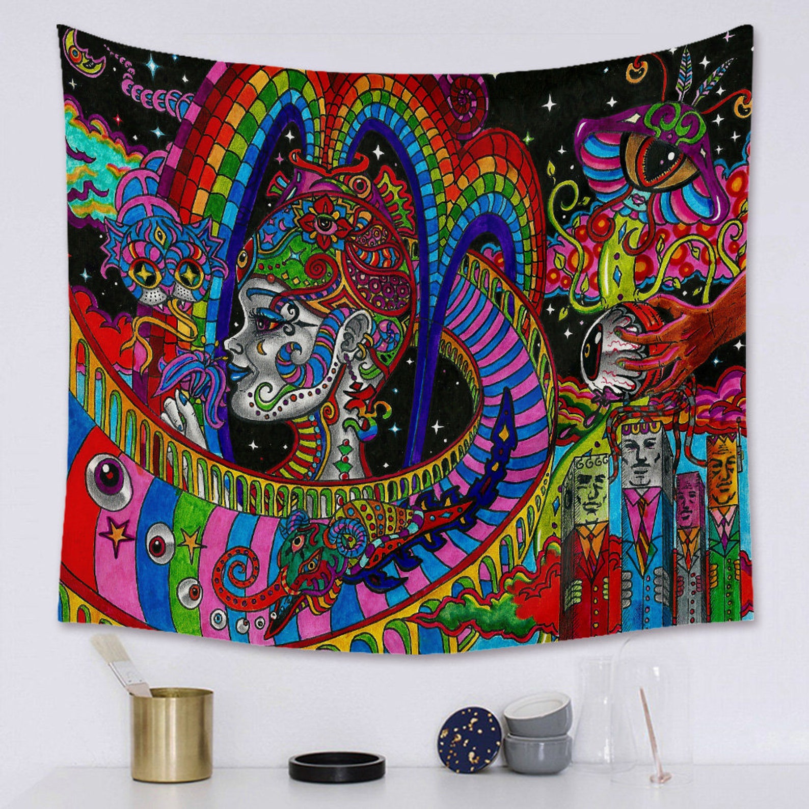Handcrafted Hippie Wall Tapestry Colorful Wall Hanging Art Etsy