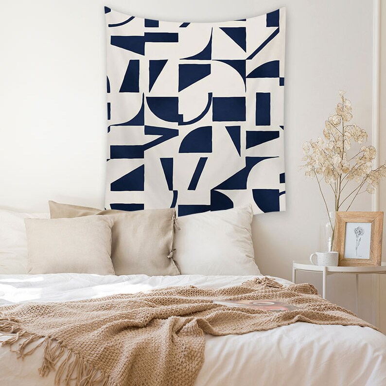 Modern Abstract Art Tapestry Blue Art Wall Hanging Etsy