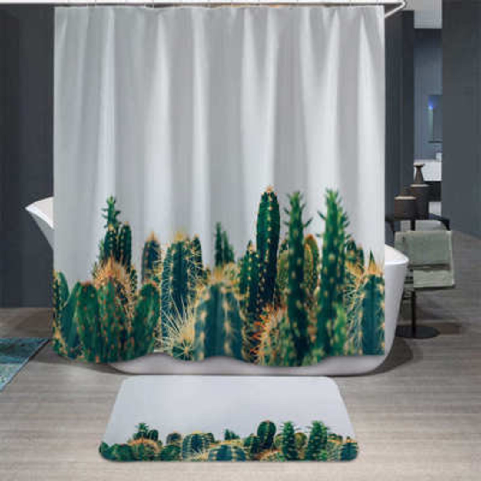 La cortina de ducha de cactus estera de baño decoración de | Etsy