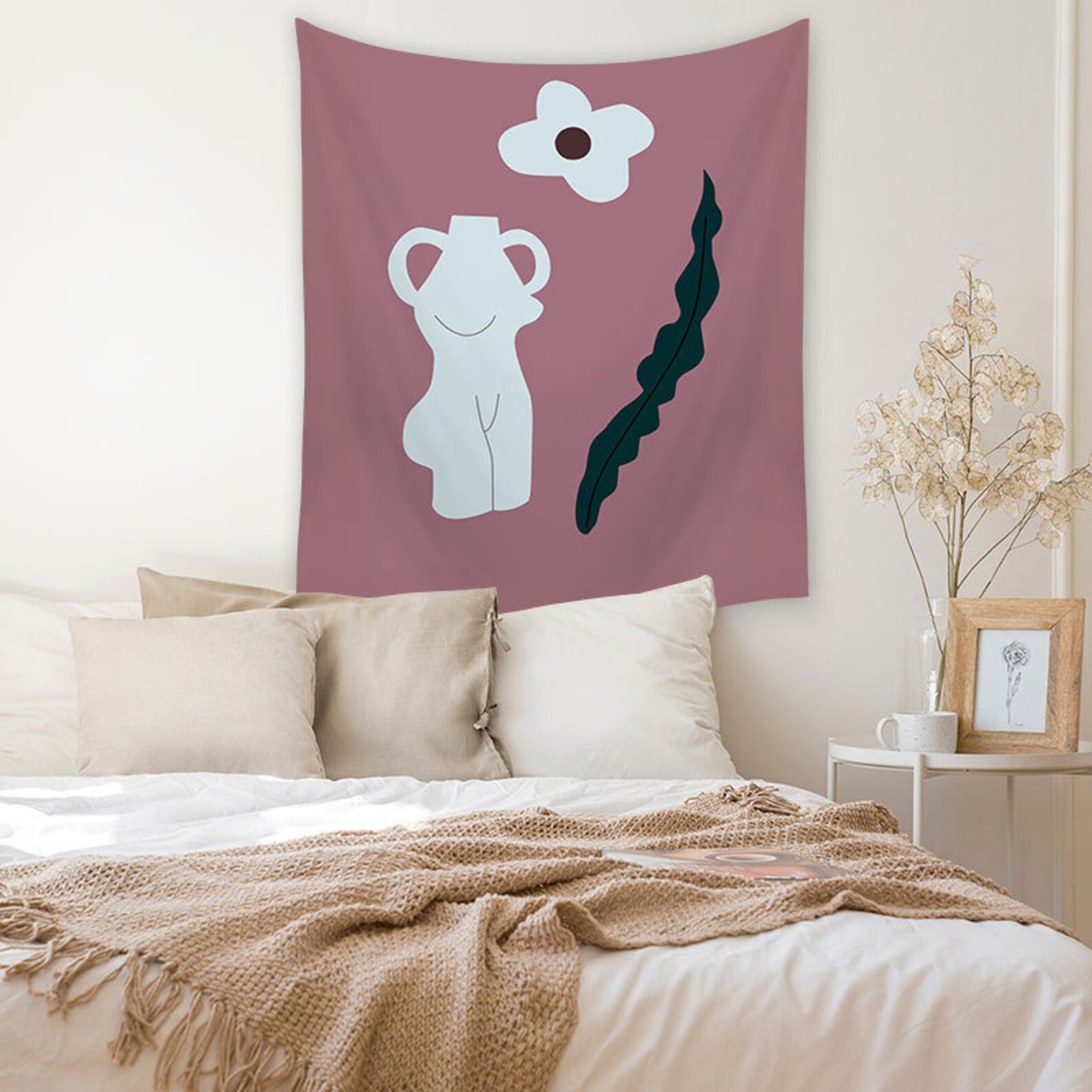 Abstract Art Tapestry Pink Wall Hanging Art Wall Decor Etsy