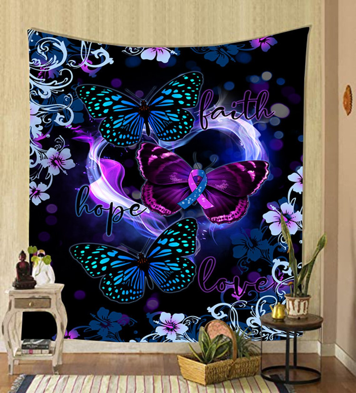 Vintage Butterfly Tapestry Butterfly Art Butterfly Wall Etsy