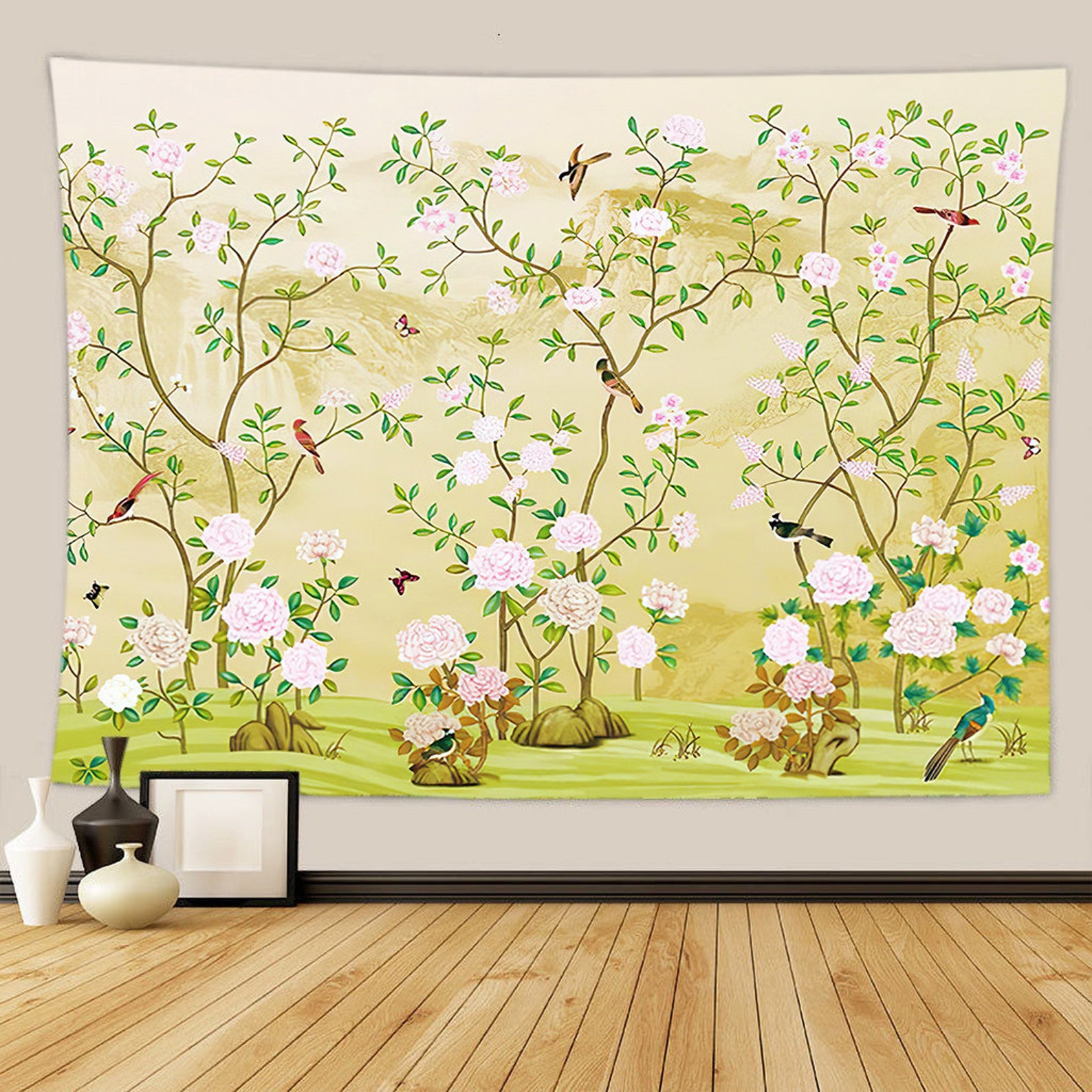 Floral Wall Tapestry Flower Wall Tapestry Floral Wall Decor Etsy