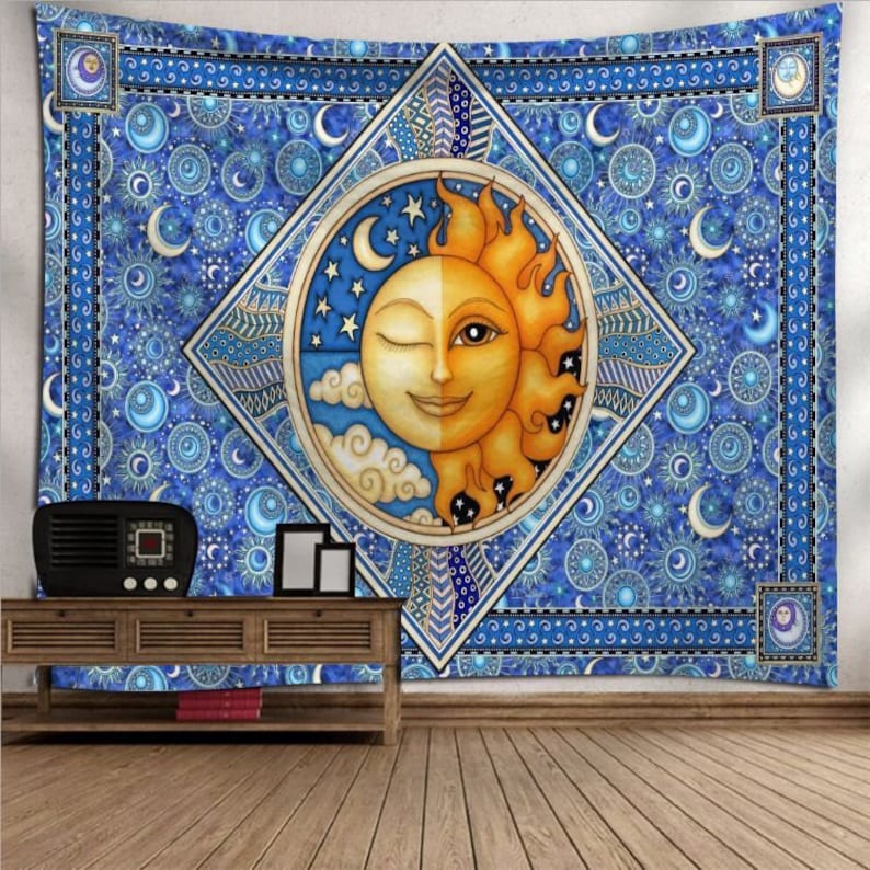 Home Decoration Tapestry Sun And Moon Tapestry Abstract Wall Etsy