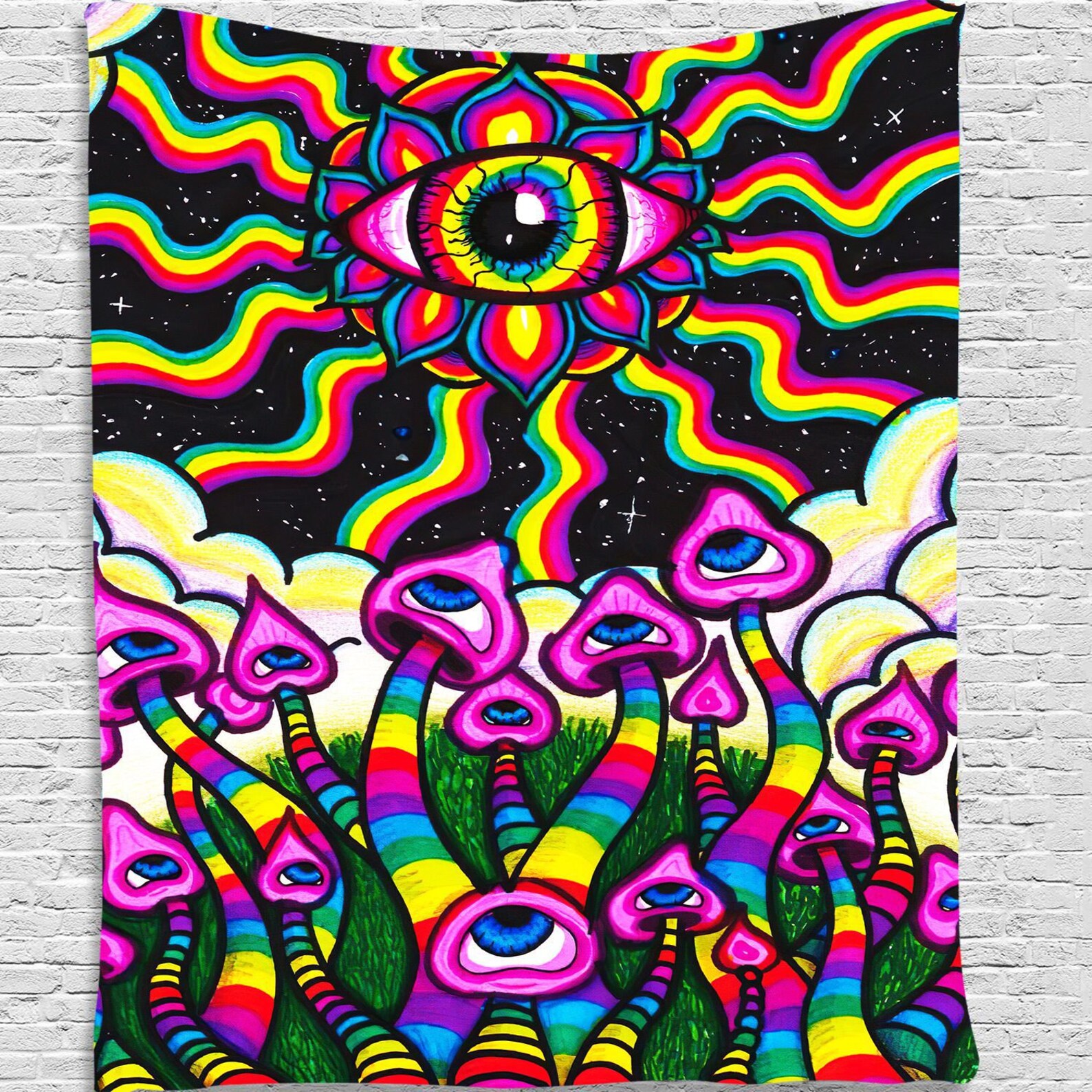 Psychedelic Tapestry Trippy Tapestry Hippie Tapestry Cool Etsy