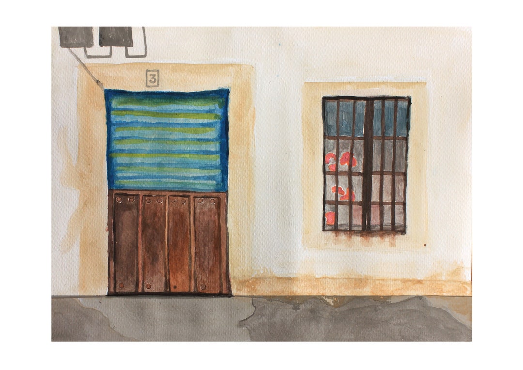 Watercolour Print, Spain Wall Decor, Door and Window Etsy